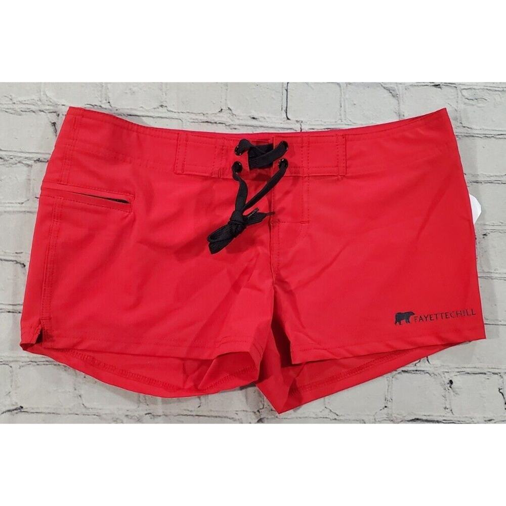 Fayettechill Brooke Board Shorts Red 3" inseam Beach Lifeguard WOMENS SIZE 3